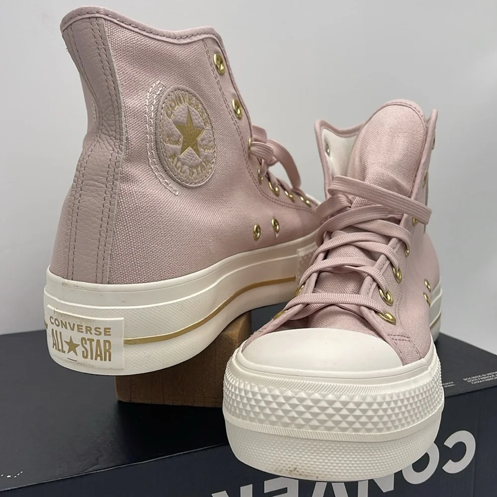 Converse WMNS CTAS LIFT HI FLUSH STONE/EGRET/GOLD A10431C Platforms Sneakers
